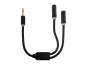Preview: Audio adaptér 3,5 mm jack na 2x jack, pripojenie 2x 3,5 mm jack na jeden konektor, čierny, DINIC box s euro otvorom, dĺžka 0,20 m
